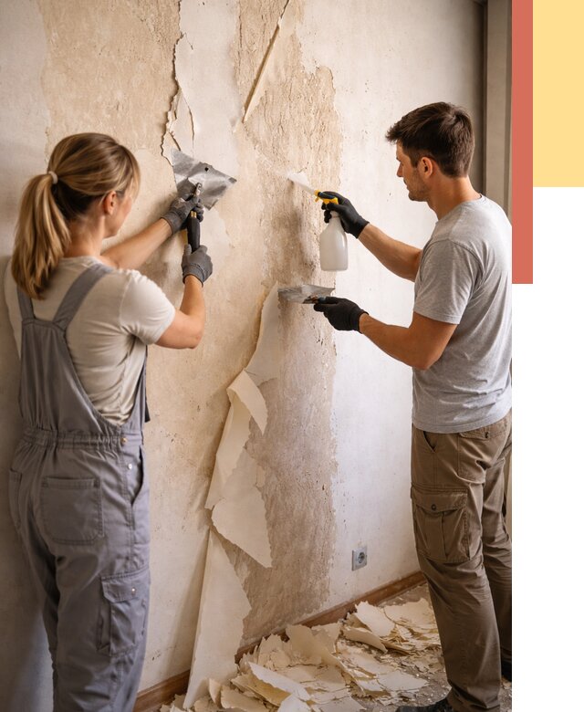 Снятие старых обоев в Лесозаводске от 5427 руб. под ключ недорого | ОТДЕЛОЧНИК-Лсз