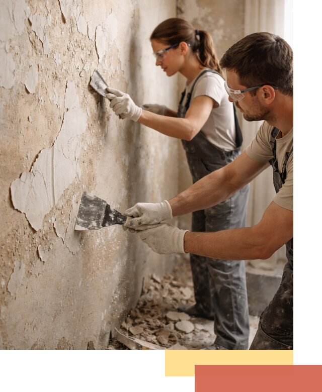 Снятие старой шпаклевки и подготовка поверхностей в Лесозаводске