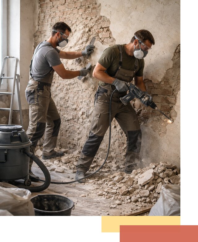 Демонтаж штукатурки со стен в Лесозаводске быстро и аккуратно