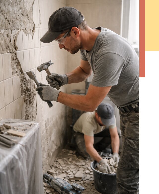 Демонтаж плитки со стен в Лесозаводске от 879 руб. — быстро и недорого | ОТДЕЛОЧНИК-Лсз