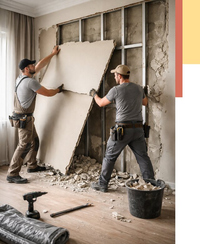 Демонтаж гипсокартона со стен в Лесозаводске от 362 руб. — услуги демонтажа | ОТДЕЛОЧНИК-Лсз