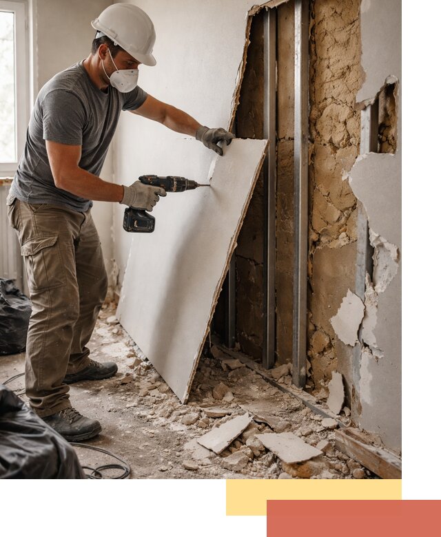 Демонтаж гипсокартона со стен в Лесозаводске качественно и быстро