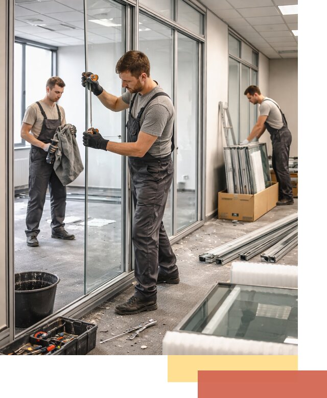 Демонтаж стеклянных перегородок в Лесозаводске быстро и безопасно