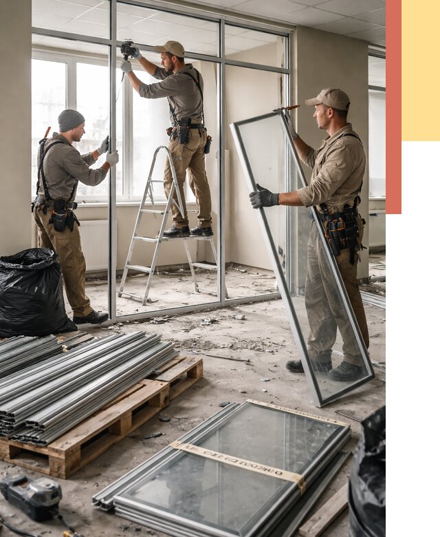 Демонтаж алюминиевых перегородок в Лесозаводске от 4342 руб. — быстро и недорого | ОТДЕЛОЧНИК-Лсз