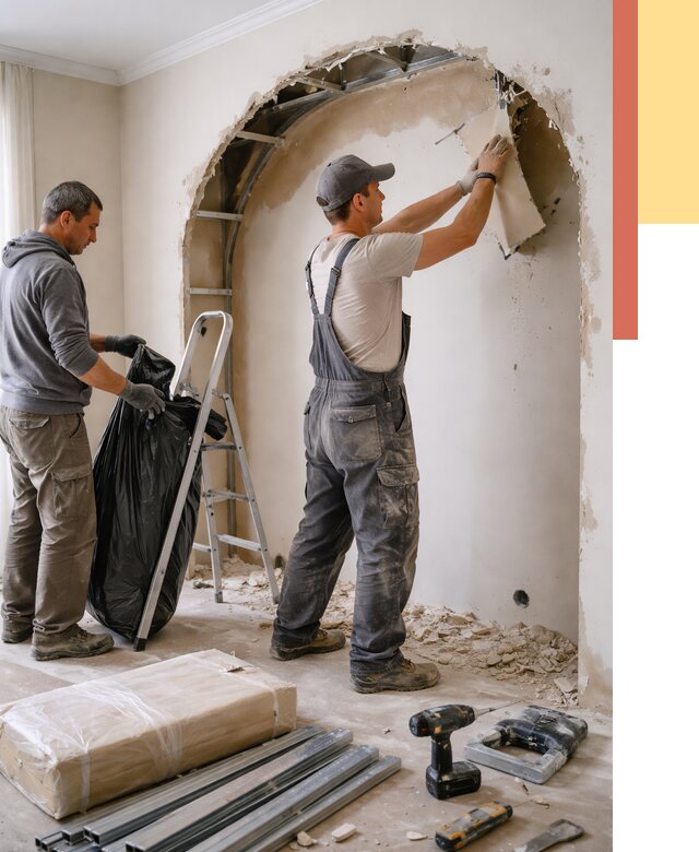 Демонтаж арки из гипсокартона в Лесозаводске от 3618 руб. — услуги под ключ | ОТДЕЛОЧНИК-Лсз