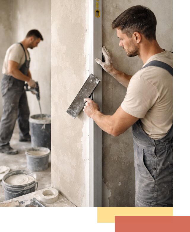 Выведение углов стен в Лесозаводске: монтаж и оштукатуривание