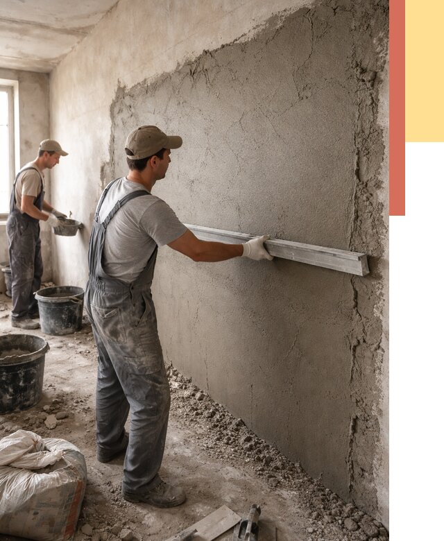 Цементная штукатурка стен в Лесозаводске от 4652 руб/м2 — быстро и недорого | ОТДЕЛОЧНИК-Лсз