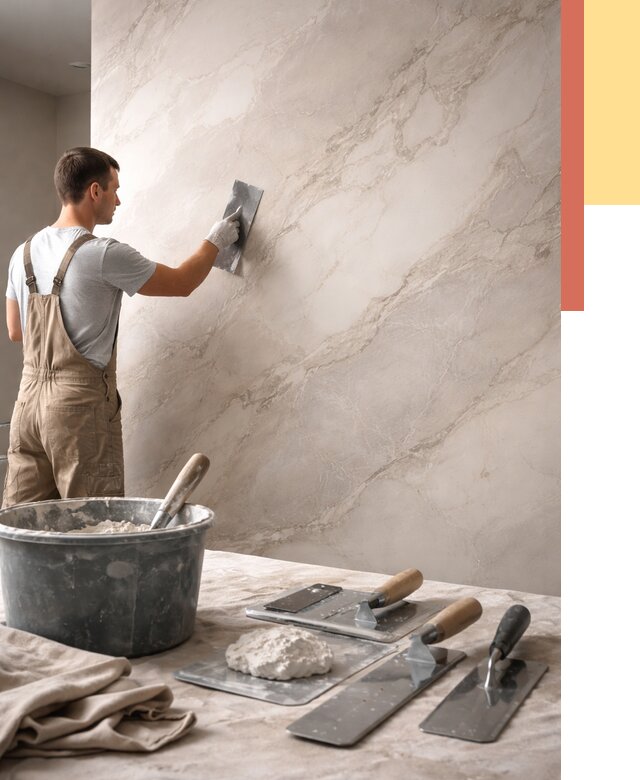 Декоративная штукатурка под мрамор в Лесозаводске от 2895 руб./м² — быстро и недорого | ОТДЕЛОЧНИК-Лсз