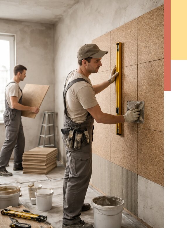 Монтаж пробковых панелей на стены в Лесозаводске от 3618 руб. — ОТДЕЛОЧНИК-Лсз