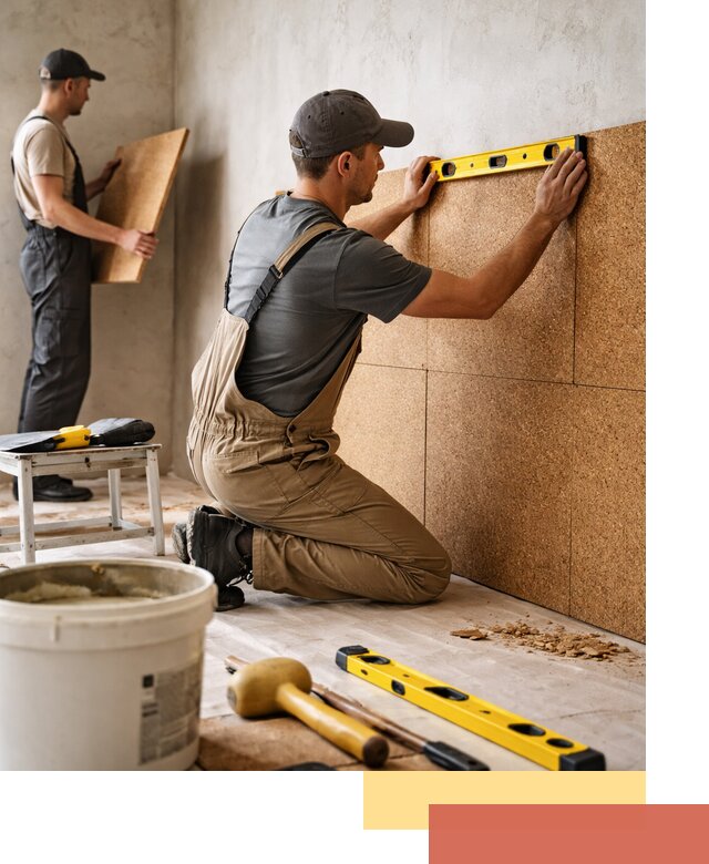 Монтаж пробковых панелей на стены в Лесозаводске быстро и качественно