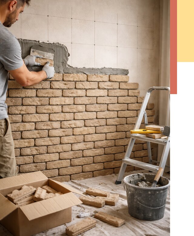 Монтаж декоративного кирпича в Лесозаводске от 3308 руб./м² — быстро и недорого | ОТДЕЛОЧНИК-Лсз