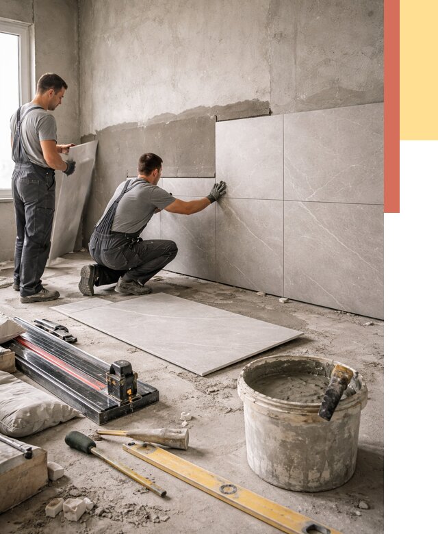 Облицовка стен керамогранитом в Лесозаводске от 4342 руб./м² — услуги под ключ | ОТДЕЛОЧНИК-Лсз