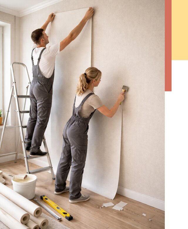 Поклейка флизелиновых обоев в Лесозаводске от 6203 руб. | Быстро и недорого — ОТДЕЛОЧНИК-Лсз