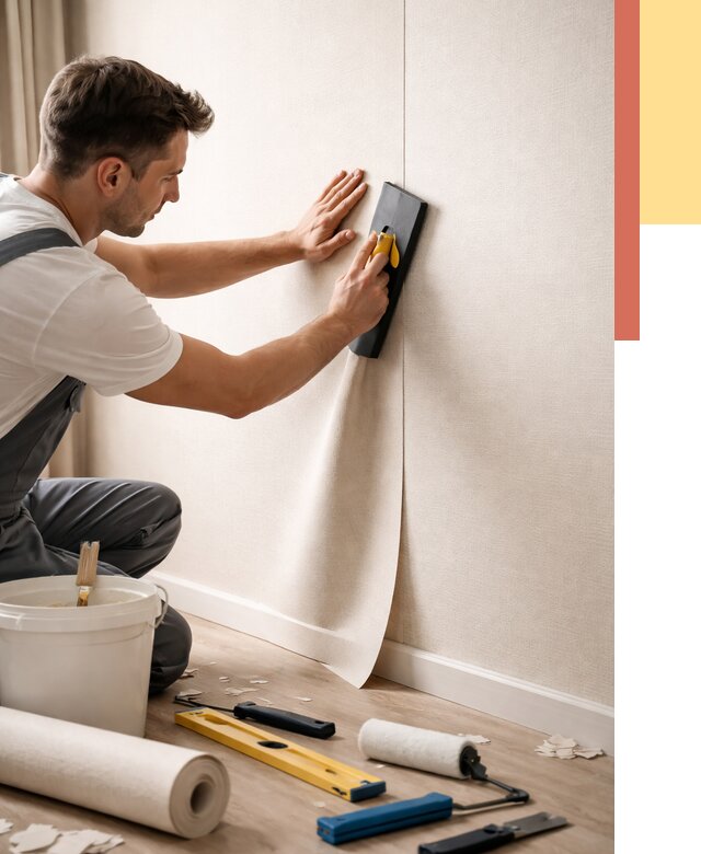 Поклейка виниловых обоев в Лесозаводске от 4652 руб. | Быстро и недорого — ОТДЕЛОЧНИК-Лсз