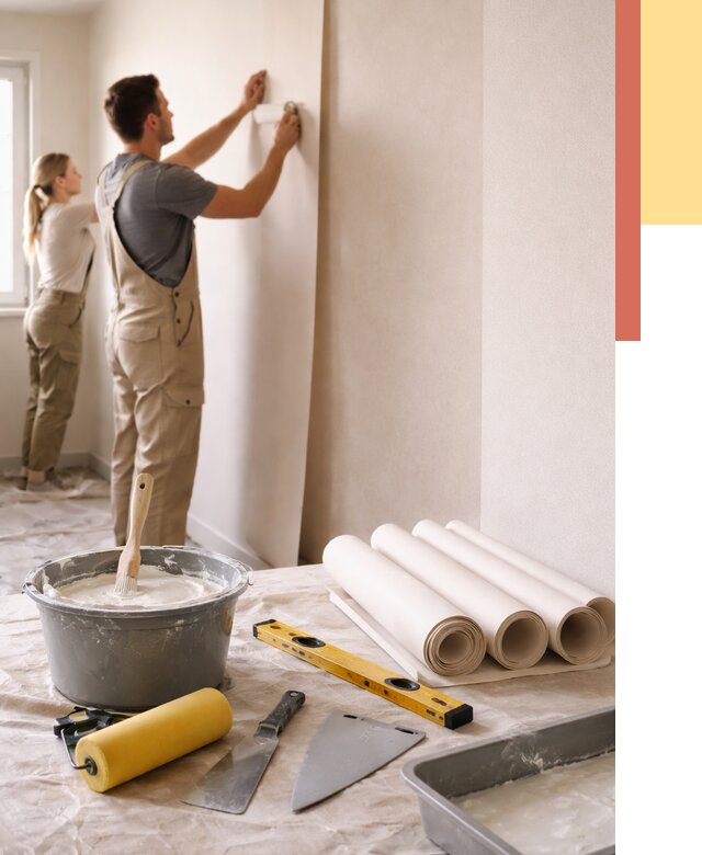 Поклейка бумажных обоев в Лесозаводске от 5686 руб./м2 — быстро и недорого | ОТДЕЛОЧНИК-Лсз