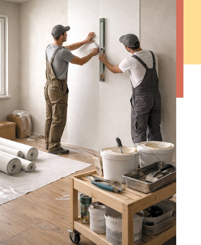 Поклейка стеклообоев в Лесозаводске от 6720 руб. за м2 — быстро и недорого | ОТДЕЛОЧНИК-Лсз