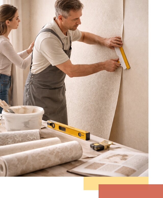 Поклейка обоев с подбором рисунка в Лесозаводске