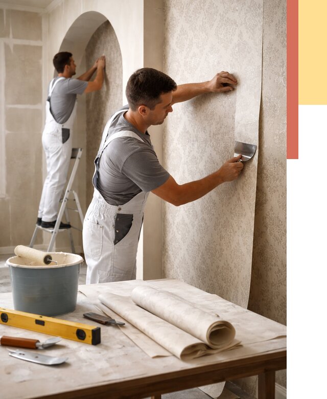 Поклейка обоев на сложные стены в Лесозаводске от 2895 руб. под ключ | ОТДЕЛОЧНИК-Лсз