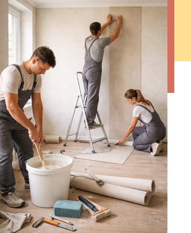 Оклейка стен обоями в Лесозаводске от 3618 руб/м2 — быстро и недорого | ОТДЕЛОЧНИК-Лсз