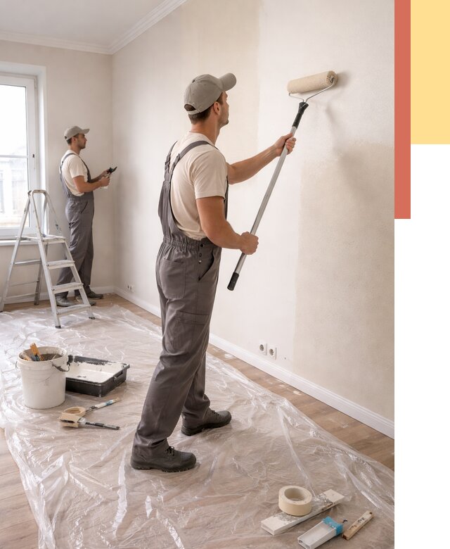 Покраска стен акриловой краской в Лесозаводске от 3618 руб./м² — быстро и недорого | ОТДЕЛОЧНИК-Лсз