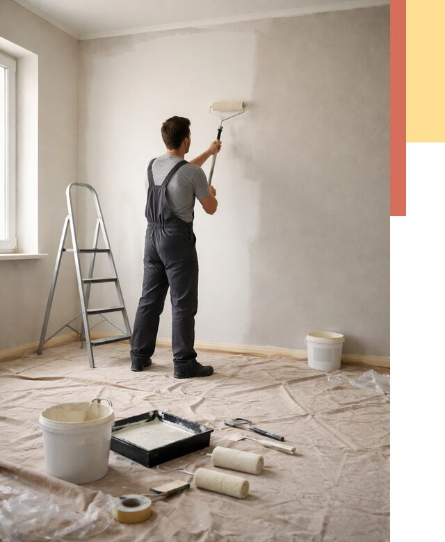 Покраска стен моющейся краской в Лесозаводске от 362 руб./м² — быстро и недорого | ОТДЕЛОЧНИК-Лсз