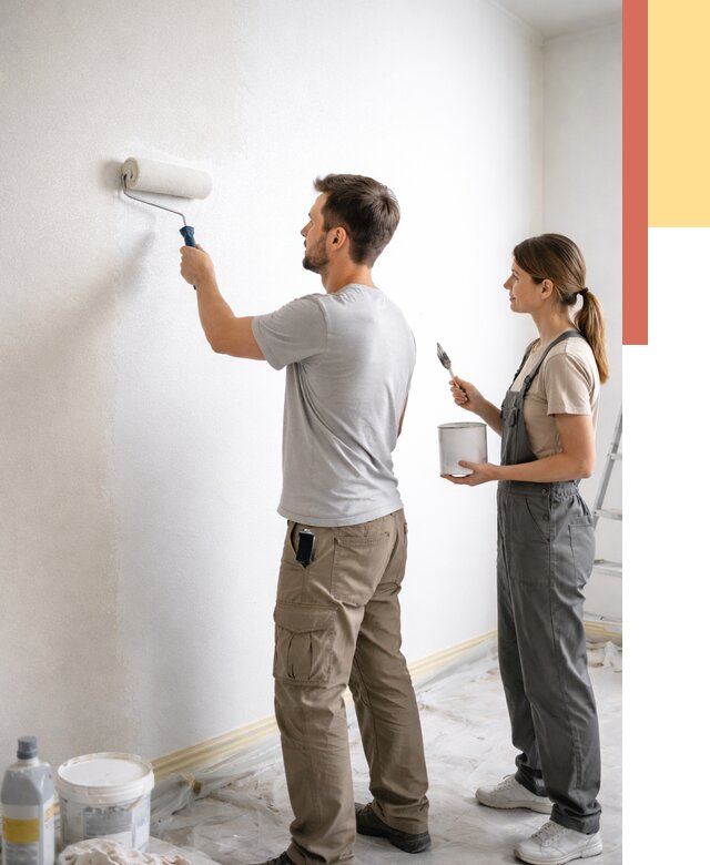 Окраска стен по стеклохолсту в Лесозаводске от 4652 руб/м² под ключ | ОТДЕЛОЧНИК-Лсз