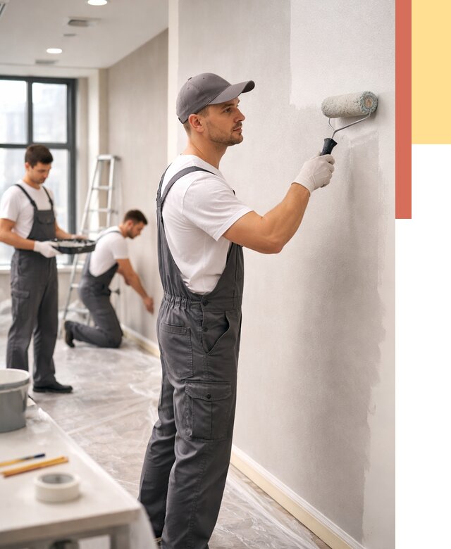 Покраска стен в офисе в Лесозаводске от 8787 руб. — быстро и недорого | ОТДЕЛОЧНИК-Лсз