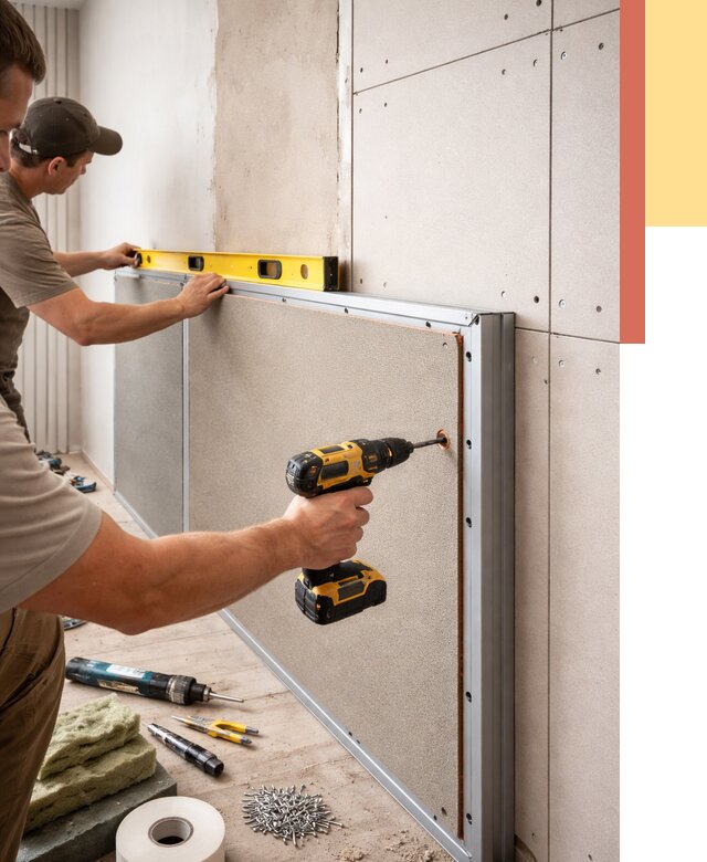 Шумоизоляция стен панелями ЗИПС в Лесозаводске от 2274 руб./м² под ключ | ОТДЕЛОЧНИК-Лсз