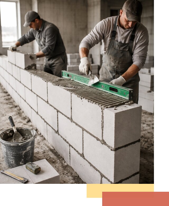 Кладка перегородок из газобетона в Лесозаводске быстро и качественно