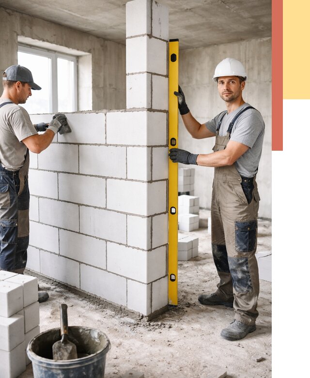 Кладка перегородок из пеноблока в Лесозаводске от 1861 руб. под ключ | ОТДЕЛОЧНИК-Лсз