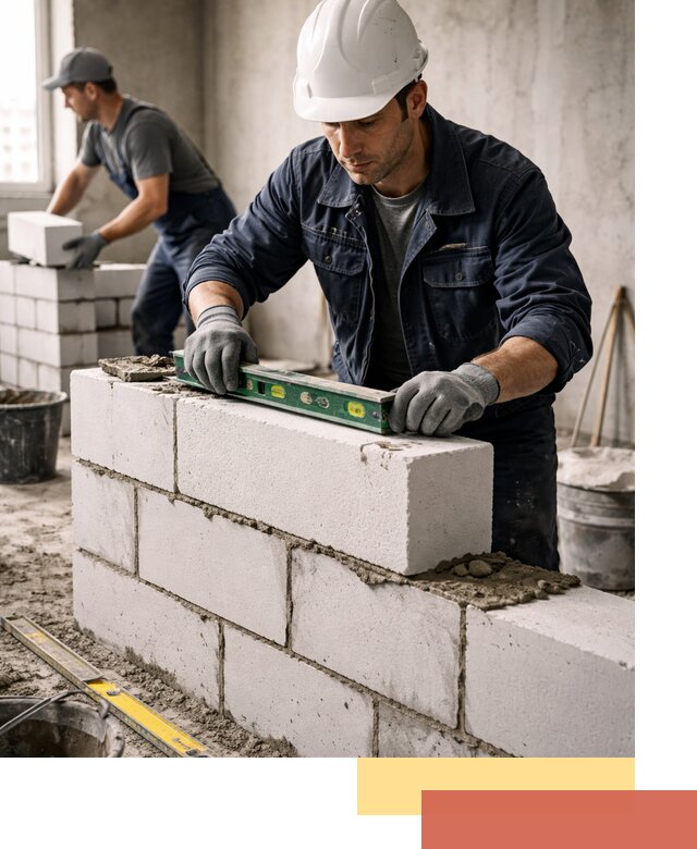 Кладка перегородок из пеноблока под ключ в Лесозаводске