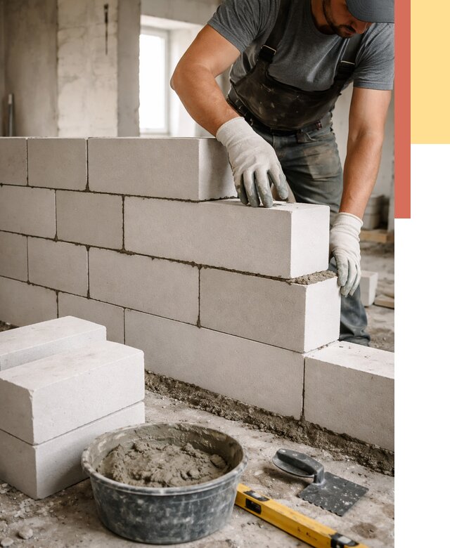 Кладка перегородок из силикатного блока в Лесозаводске от 4135 руб. под ключ | ОТДЕЛОЧНИК-Лсз