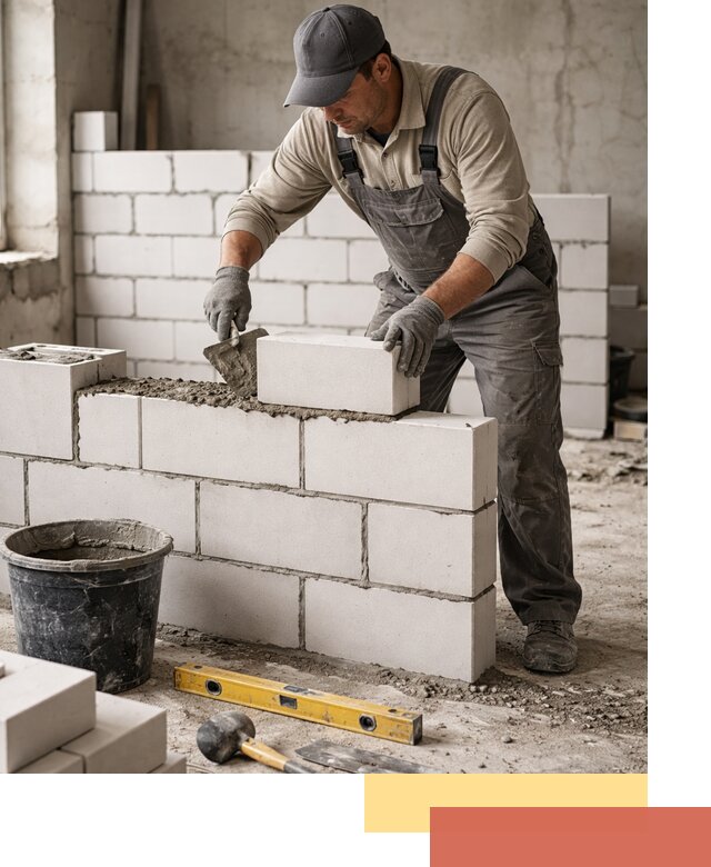 Кладка перегородок из силикатного блока в Лесозаводске