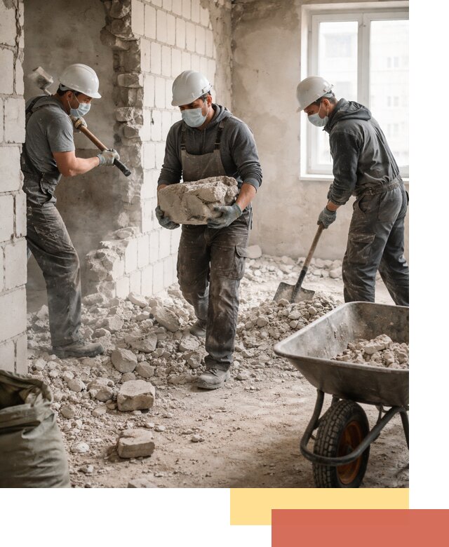 Демонтаж блочных перегородок в Лесозаводске быстро и аккуратно