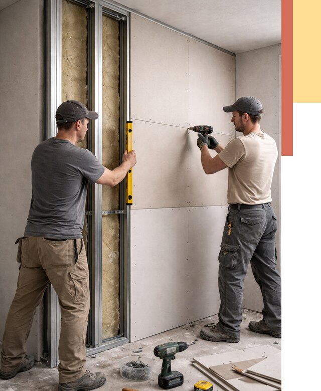 Монтаж двухслойной перегородки из гипсокартона в Лесозаводске от 1499 руб. | ОТДЕЛОЧНИК-Лсз