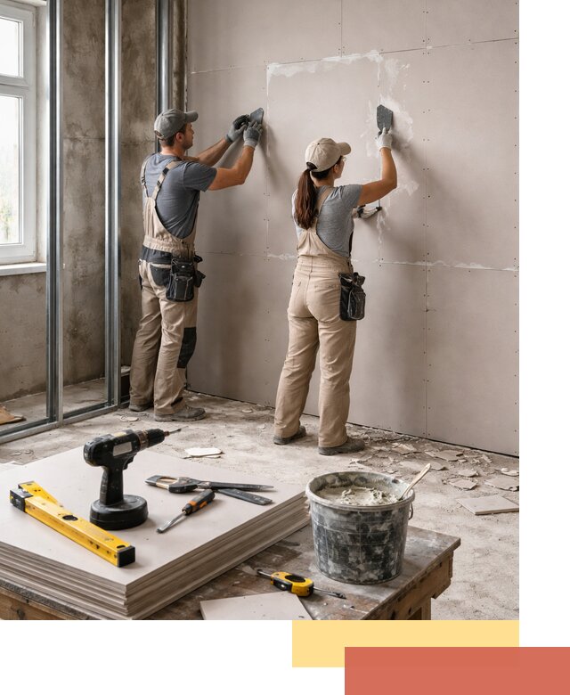 Монтаж двухслойной перегородки из гипсокартона в Лесозаводске