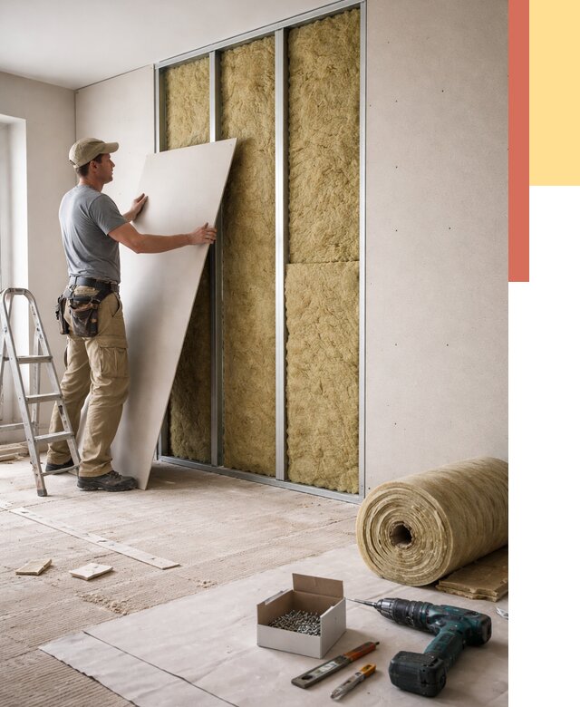 Перегородка из гипсокартона с шумоизоляцией в Лесозаводске от 3225 руб. | ОТДЕЛОЧНИК-Лсз