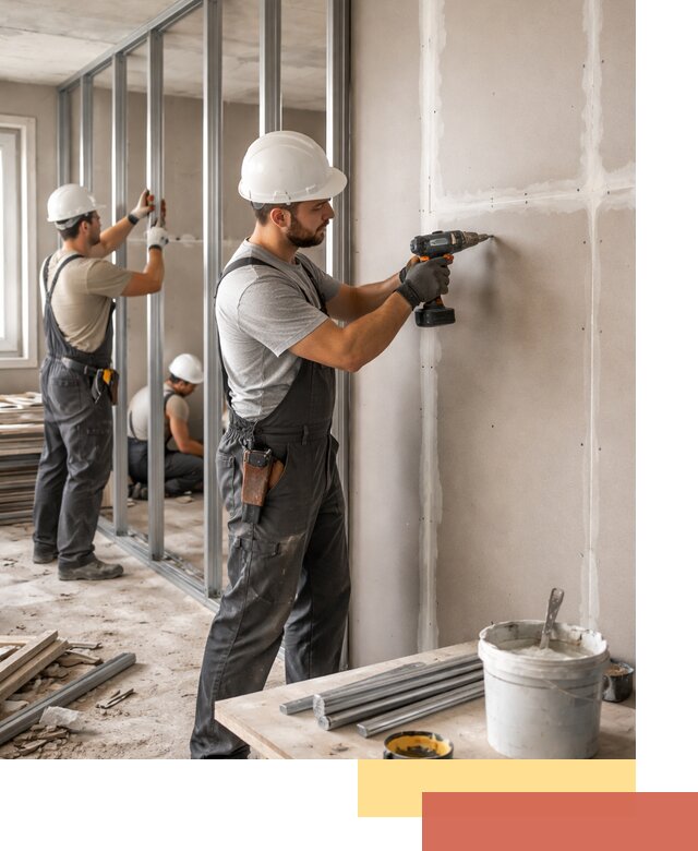 Перегородки из огнестойкого гипсокартона в Лесозаводске под ключ