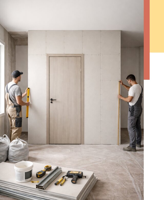 Перегородка из гипсокартона с дверью в Лесозаводске от 4652 руб. под ключ | ОТДЕЛОЧНИК-Лсз