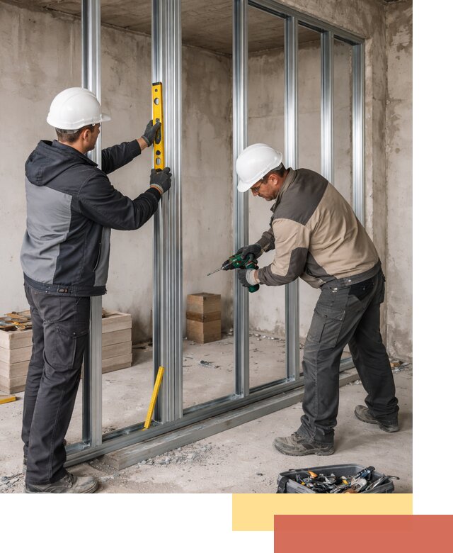 Монтаж каркаса перегородки из профиля в Лесозаводске