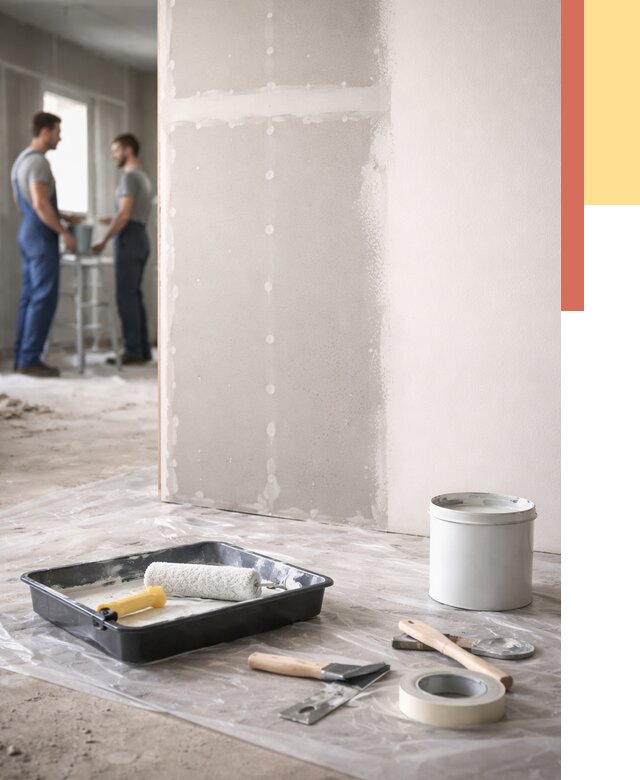 Покраска перегородок из гипсокартона в Лесозаводске от 4652 руб. под ключ | ОТДЕЛОЧНИК-Лсз