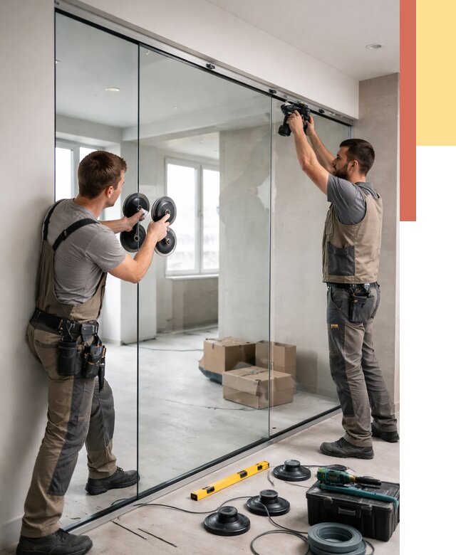 Монтаж стеклянных перегородок в Лесозаводске от 6720 руб. | ОТДЕЛОЧНИК-Лсз