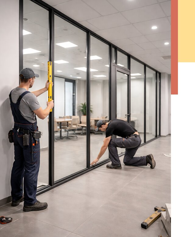 Каркасные стеклянные перегородки в Лесозаводске под ключ от 9511 руб. | ОТДЕЛОЧНИК-Лсз