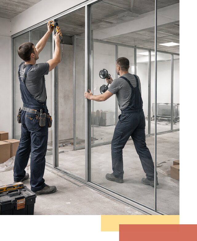 Алюминиевые перегородки со стеклом в Лесозаводске — изготовление и монтаж