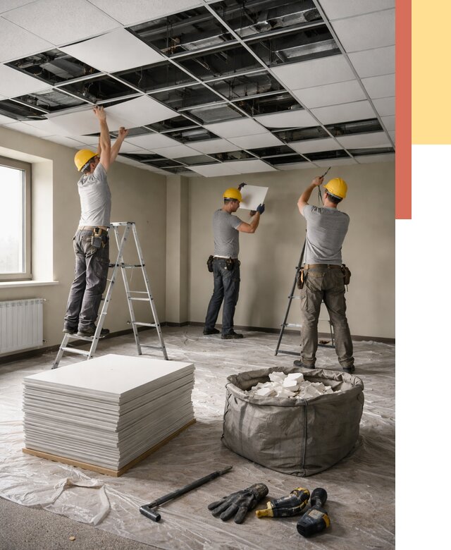 Демонтаж потолка Армстронг в Лесозаводске от 4652 руб. быстро и недорого | ОТДЕЛОЧНИК-Лсз