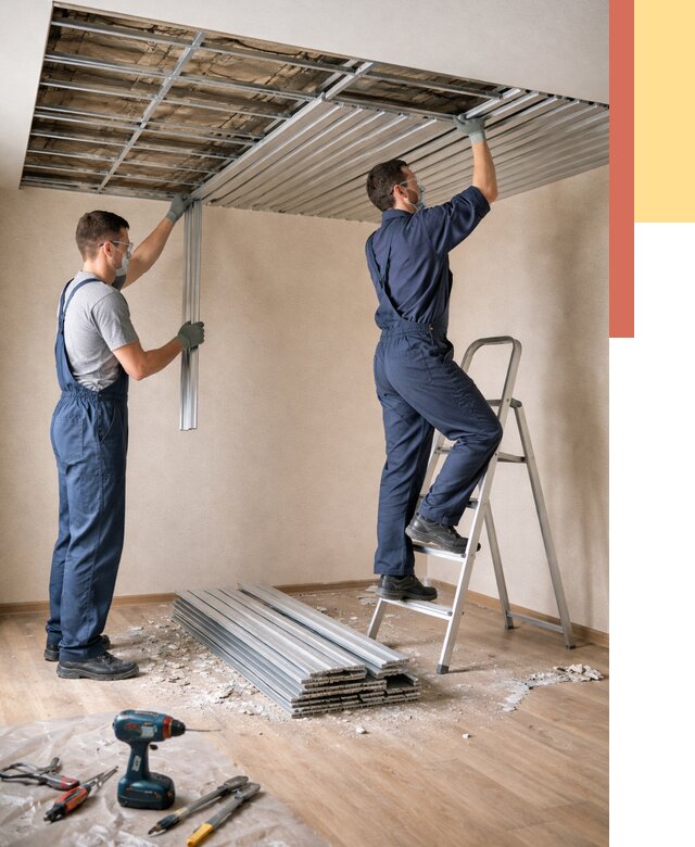 Демонтаж реечного потолка в Лесозаводске от 4652 руб. быстро и недорого | ОТДЕЛОЧНИК-Лсз