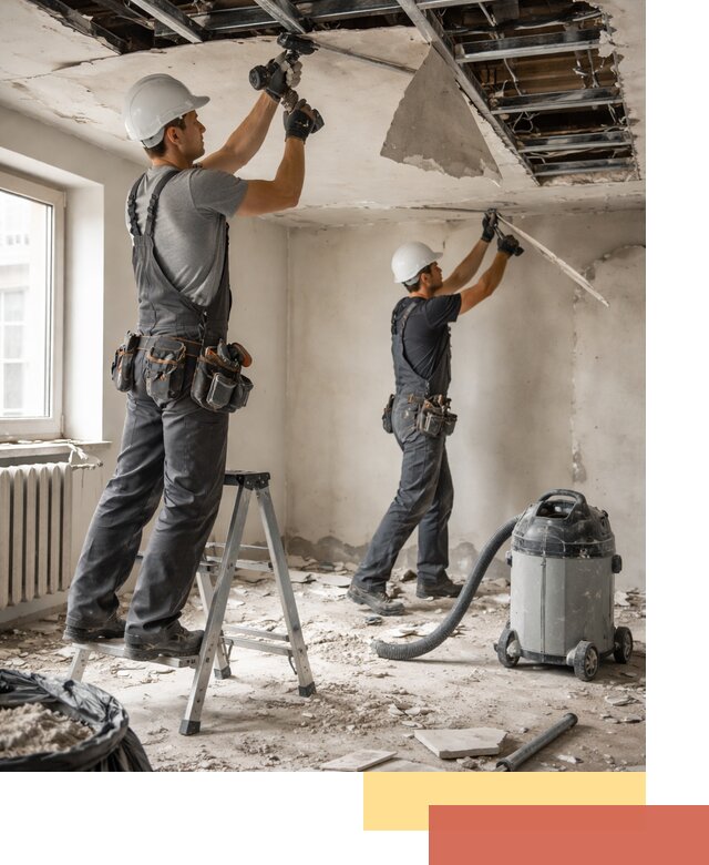 Демонтаж гипсокартонного потолка в Лесозаводске быстро и аккуратно