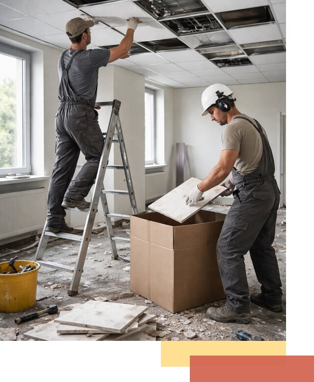 Демонтаж потолочной плитки в Лесозаводске быстро и аккуратно