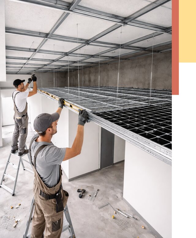 Монтаж потолка грильято в Лесозаводске от 465 руб./м² — быстрая сборка под ключ | ОТДЕЛОЧНИК-Лсз