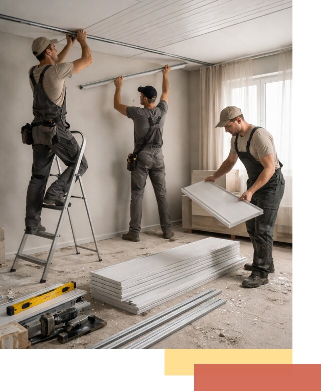 Монтаж потолка из ПВХ панелей в Лесозаводске оперативно и качественно